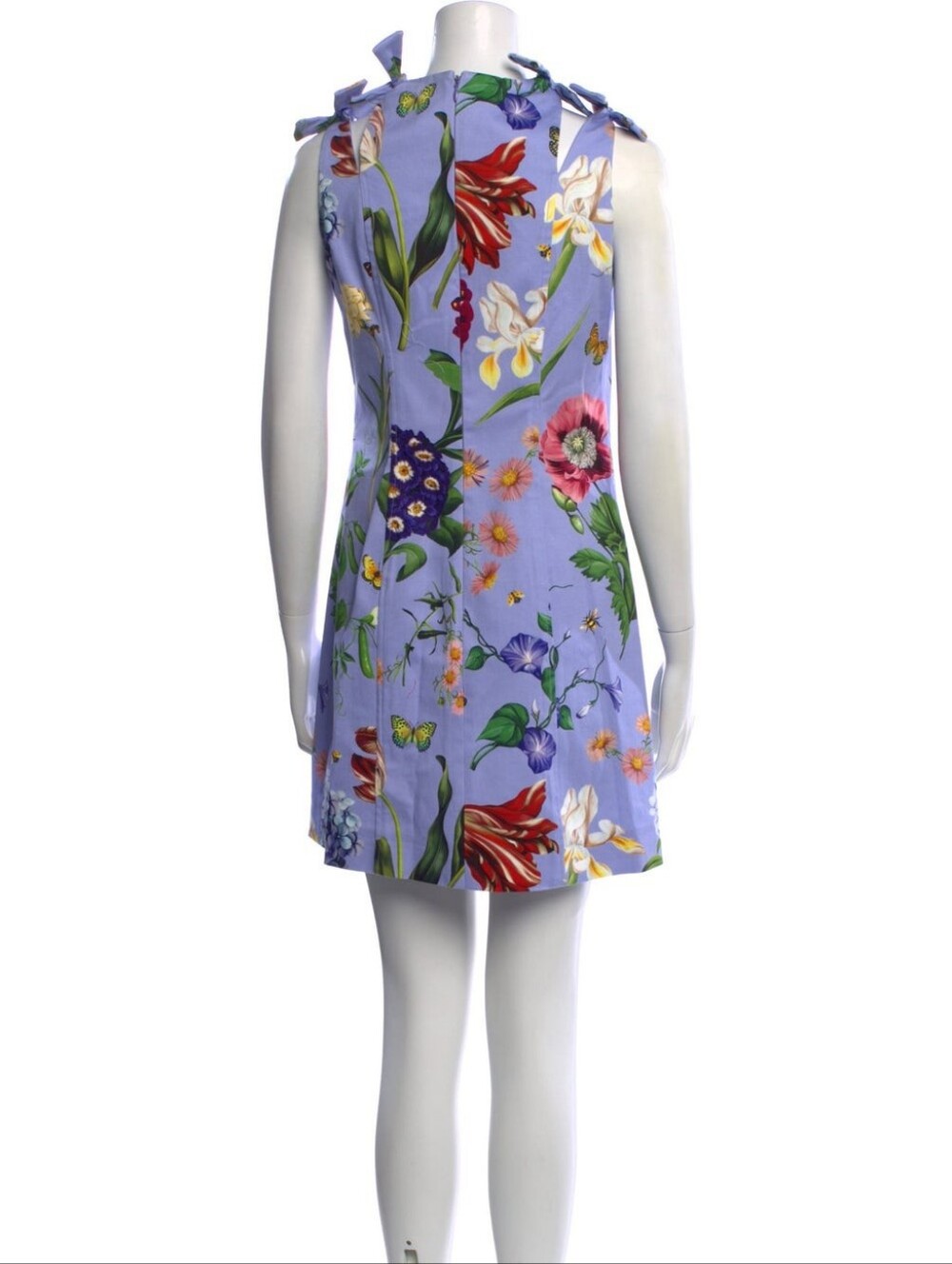 Oscar De La Renta Floral Tie-Shoulder Shift Dress in Lavender - Picture 3 of 11
